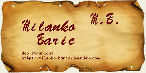 Milanko Barić vizit kartica